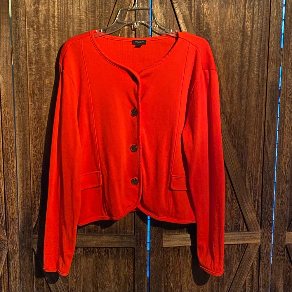 Ann Taylor Factory Women's Red/Orange Button-Up Top